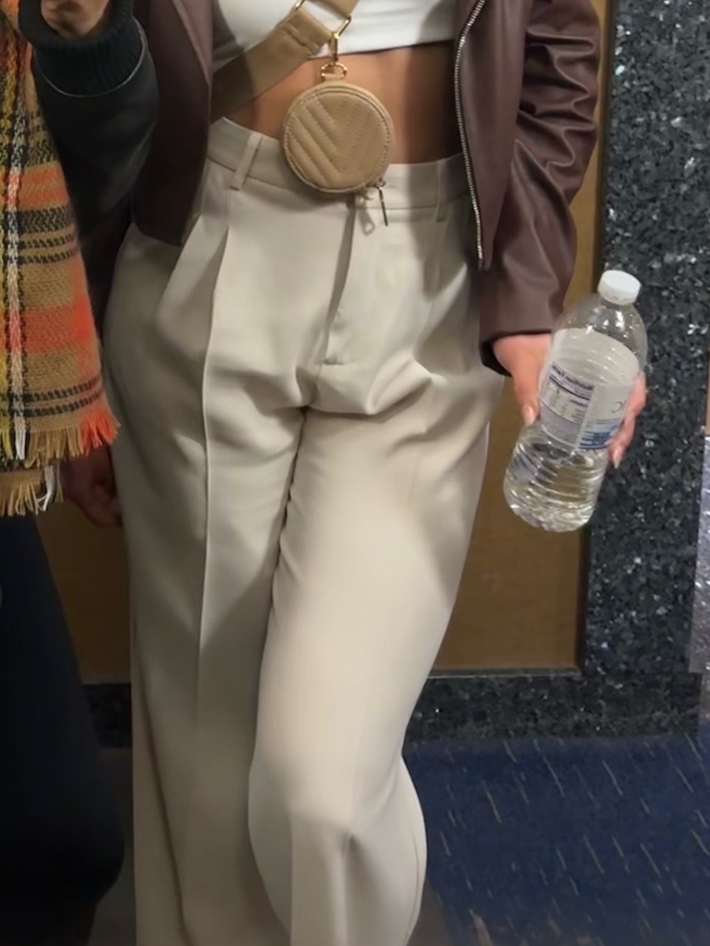 Beginning Boutique Cream High-Waist Pleated Trousers